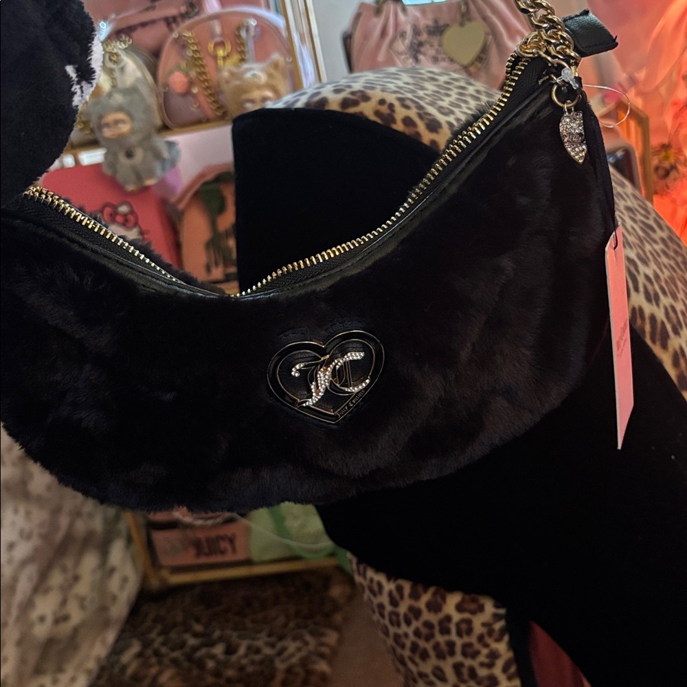 Black fur juicy couture shoulder bag - Picture 2 of 6